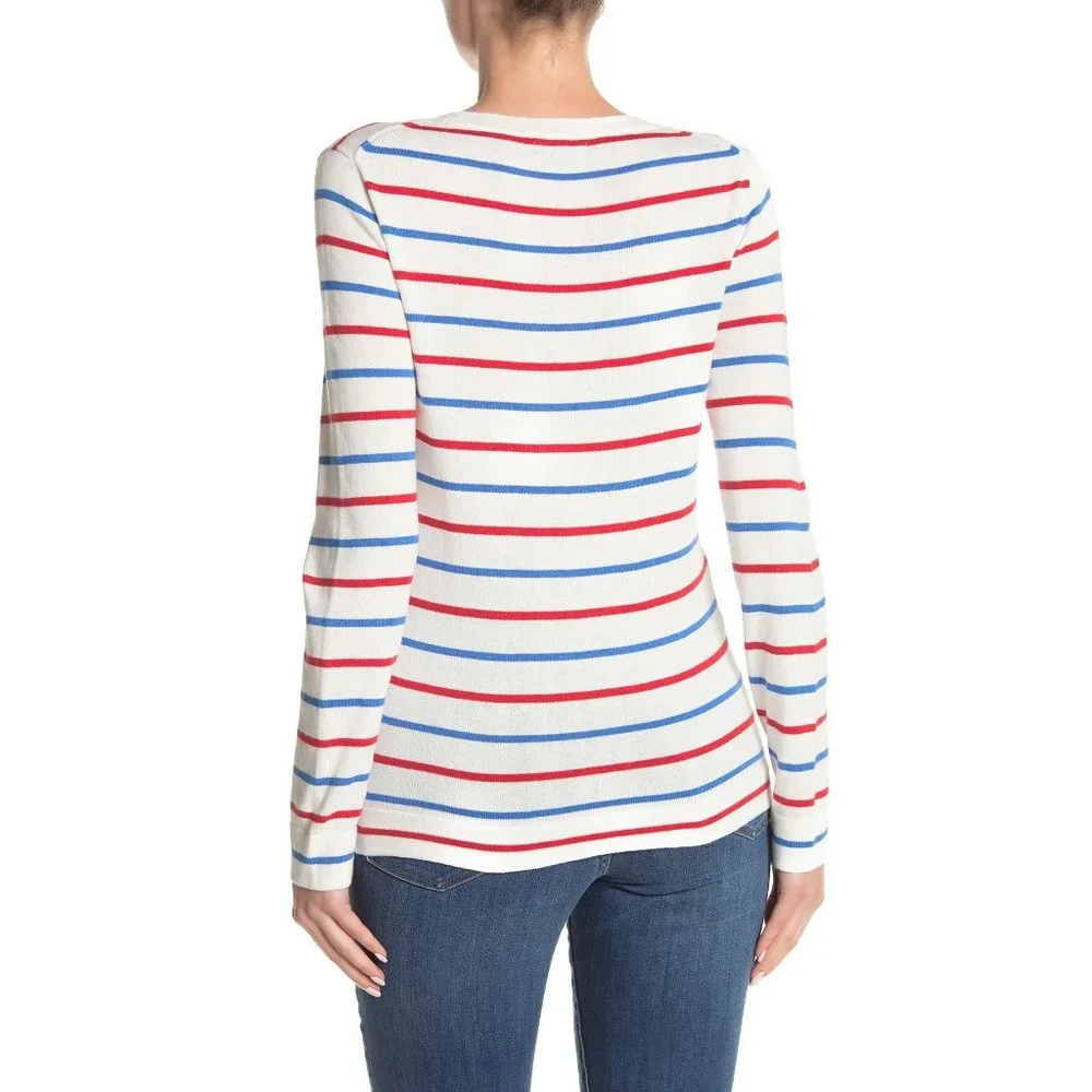 NWOT J. Crew Multi Stripe Print Pullover Sweater